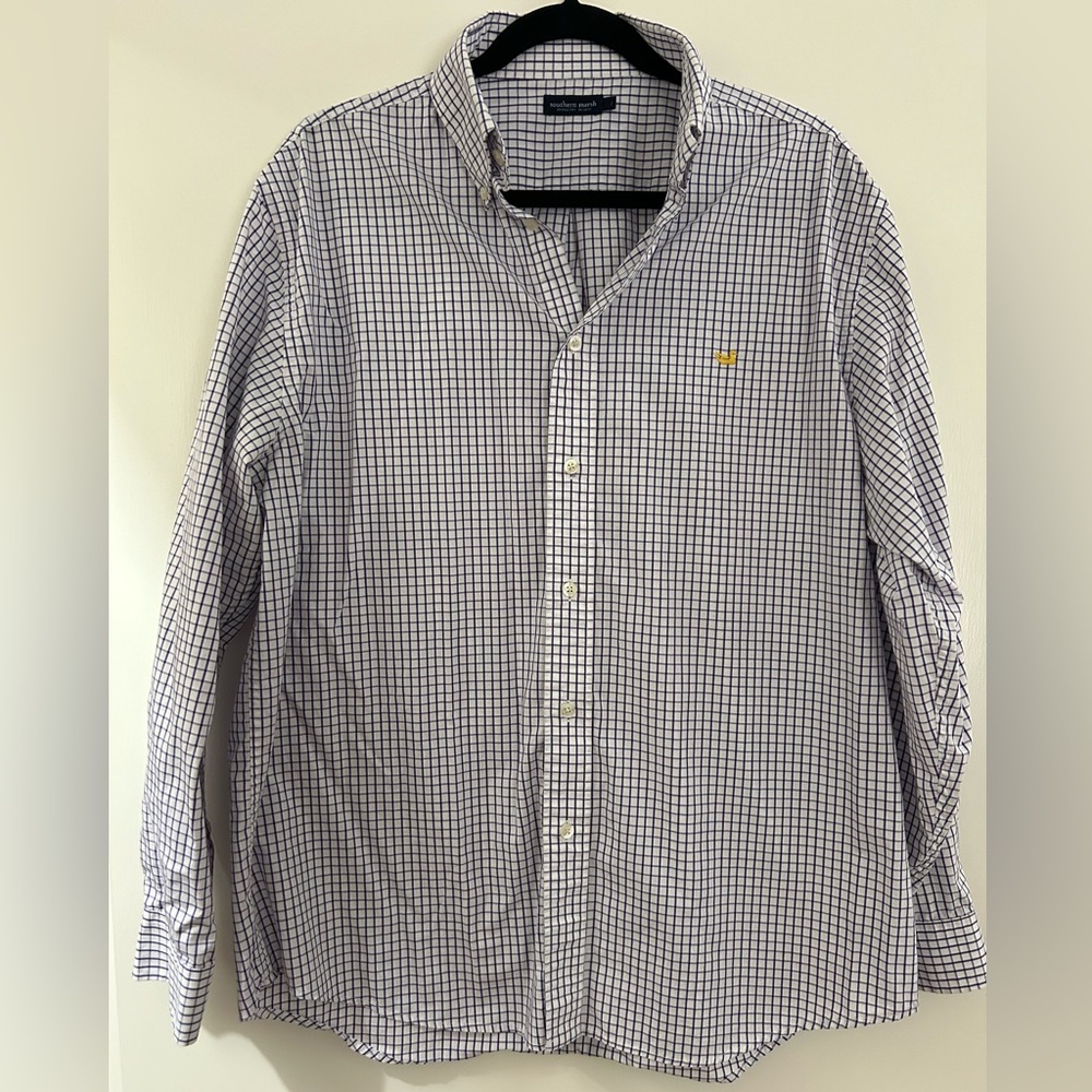 Southern Marsh Purple Gingham Button Down Dress Shirt